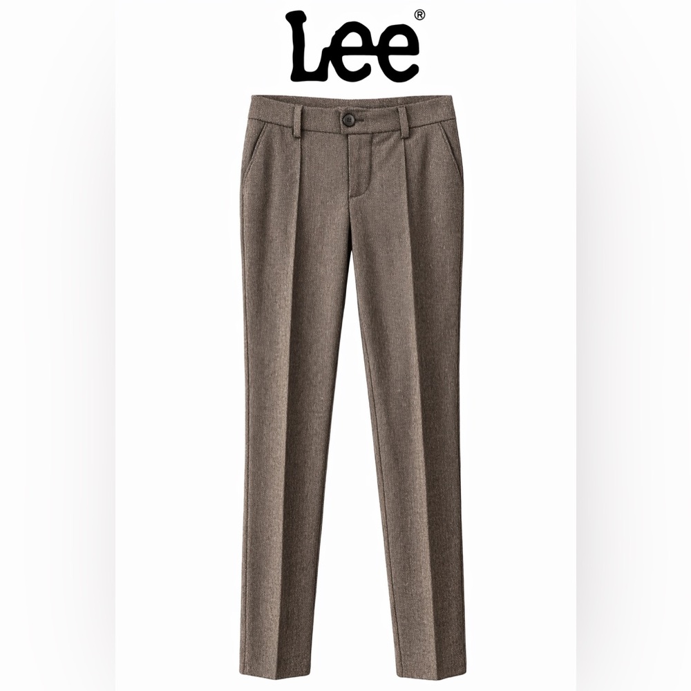 Lee Comfort Knit Straight Leg Trousers Gray Herringbone 6M